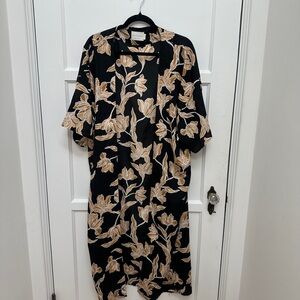 Floral Black and Tan Dress